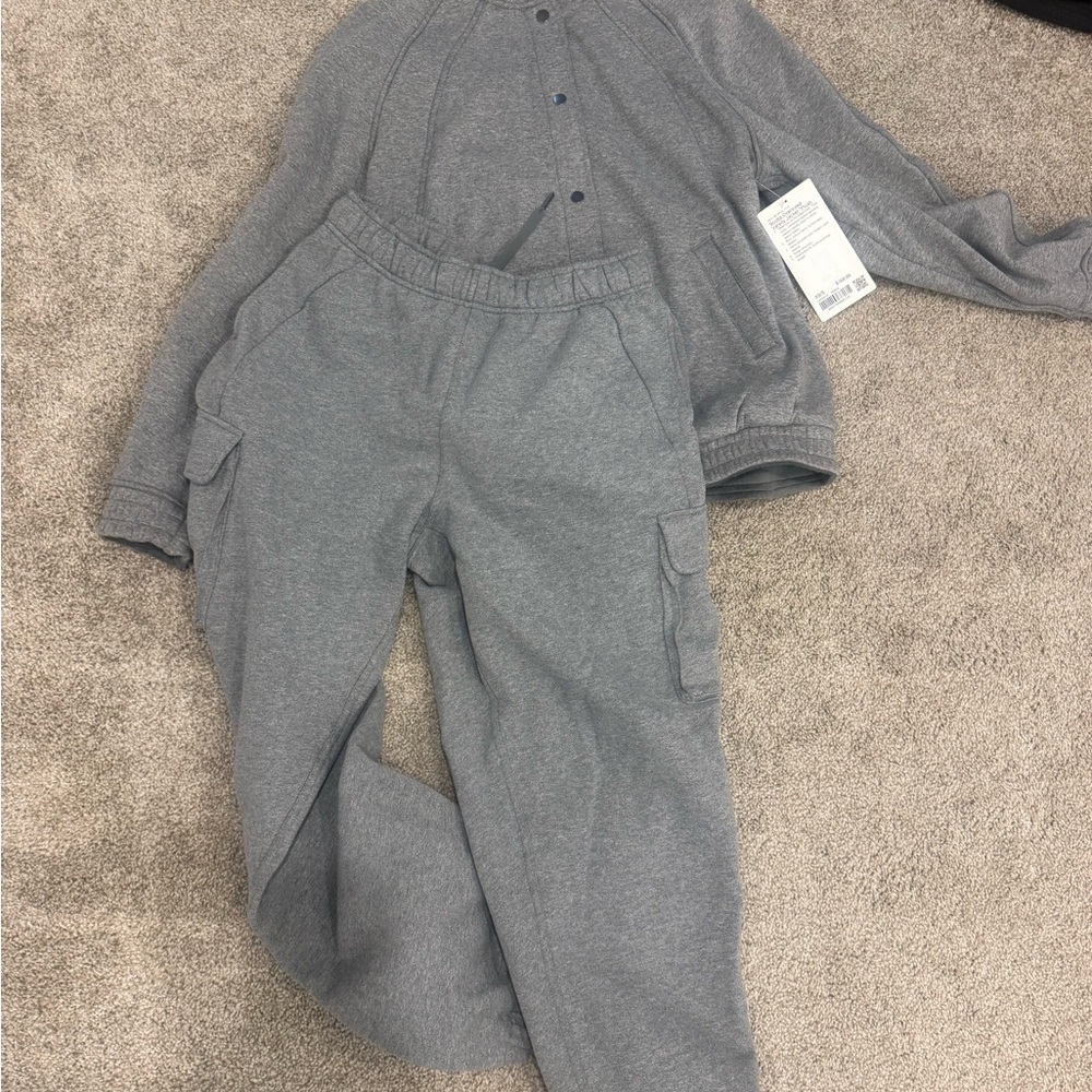 Lulumeon varsity jacket and sweatpants extra small